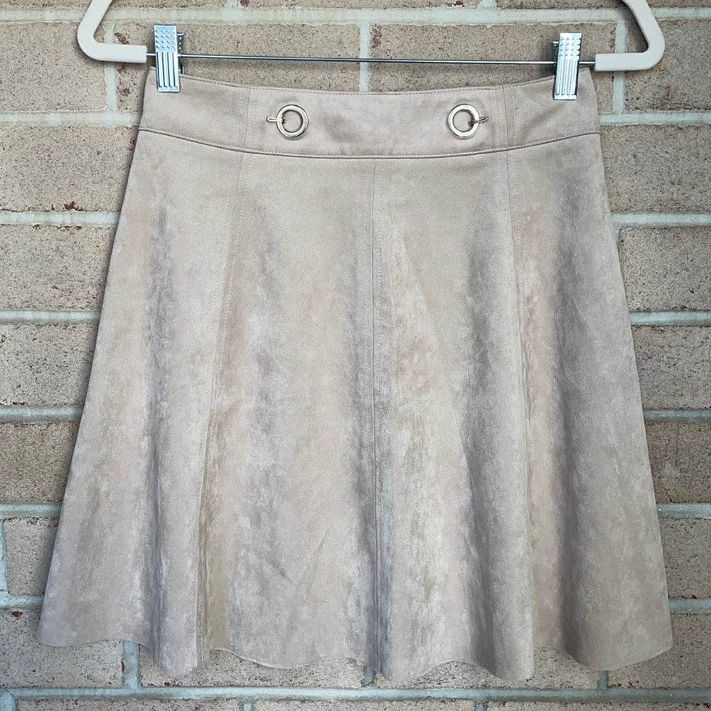 H&M Beige Faux Suede Skater Skirt